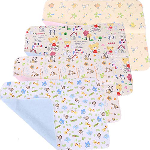 4 st paket Monvecle baby spädbarn bomull vattentäta skötdynor tvättbara återanvändbara blöjor foder mattor små 45 cm x 30 cm