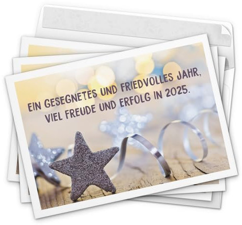 Einladungskarten Manufaktur Hamburg 10 Neujahrs-Karten (Gruß zum neuen Jahr) im Postkarten Format mit Umschlag/Weihnachten/Sylvester / 2025 / Neues Jahr/Silvester