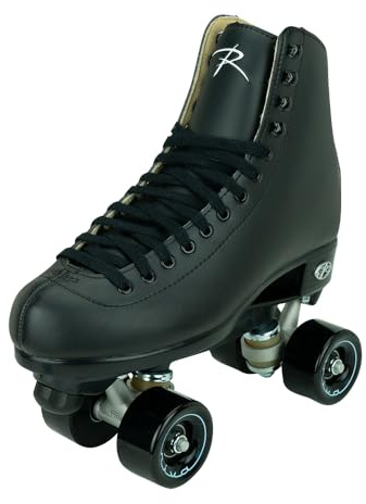 Riedell Boost Roller Skates - Lightweight, Comfortable Indoor Quad Skates for Men and Women Beginner to Seasoned with Smooth Retro Build - Black - Size 9