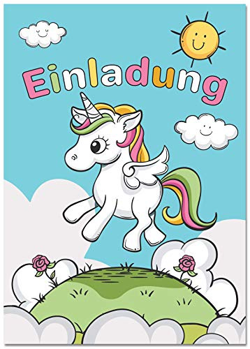 CELEBR8 Einladungskarten Einhorn für Kindergeburtstag/Einladungen für Mädchen im Set für die Unicorn Geburtstags-Party (12 Einladungen)