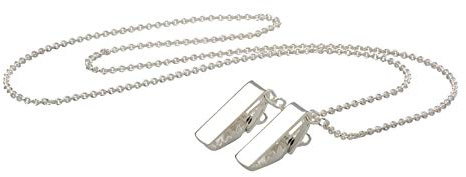 Serviettenkette 32 cm aus 925 Sterling Silber - Elegante Fixierkette mit Serviettenklammern, Hals-Serviettenhalter für Dinner & Festtafel