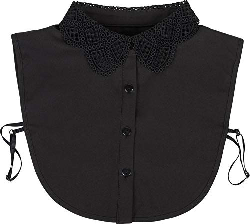 styleBREAKER Colletto da camicia da donna in pizzo all'uncinetto e abbottonatura, colletto per bluse e maglioni 08020006, colore:Nero