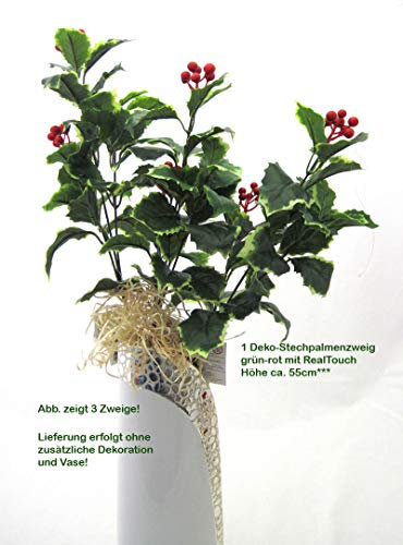 GILDE 1 Deko-Zweig Stechpalme grün-rot, Länge ca. 55 cm