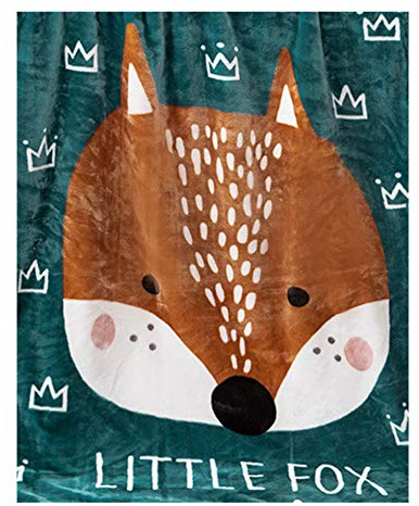 Babydecken Krabbeldecke 100x140cm Doppelseitig Multifunktional Kuscheldecke für Kinderwagen Weich Flauschi Decke für Babys Kinderdecke Sofadecke Nickerchen Decke (Türkis Fuchs)