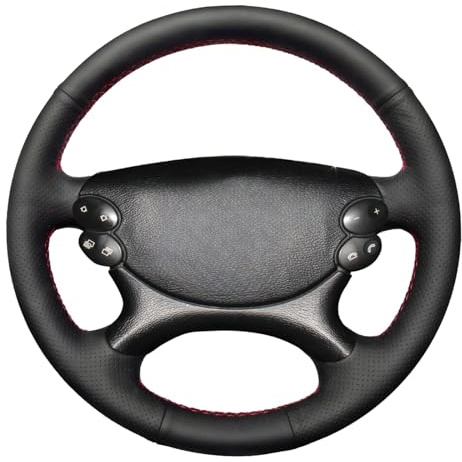 MEWANT Passgenauer Lenkradbezug zum Nähen für Benz W211 E230 E280 | Hand Nähen / Benz W211 E230 E280 E350 CLS350 CL500 G500 G55 AMG SL350 CLK 200 240 280 350 Mikrofaser Leder Atmungsaktiv