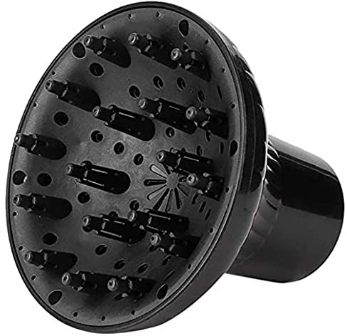 POFET Diffusore Universale per Asciugacapelli con Ugello D=3,5 cm - 5,0 cm per capelli ricci o ondulati, Asciuga e guadagna il massimo volume senza crespo nero