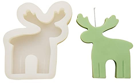 Molde de silicona 3D con forma de alce para Navidad, molde de fondant con forma de ciervo en 3D, molde para hacer velas, molde de cubitos de hielo para chocolate, dulces, goma, decoración de pasteles