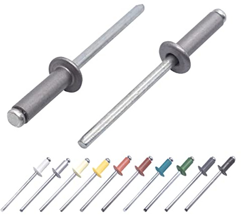 Marcopol (80 Stück) Lackierte Blindnieten 4,0 x 14 mm, Kuppelkopf, DIN 7337, Aluminiumniete und Stahldorn, Popnieten (80, Graualuminium RAL 9007)