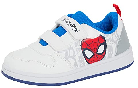 Marvel Spiderman-Sneaker für Jungen, leicht, einfach zu befestigen, Weiß, Weiß-graues Netz, 28 EU