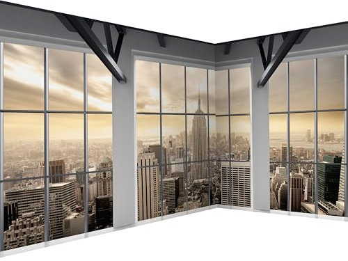 murando Carta da parati d'Angolo Adesiva New York 539x250 cm Fotomurali Adesivi Murali Rivestimento Parete Moderna per Pareti Adesiva Muro Decorativo Fotomurale Finestra Cielo Panorama c-A-0074-a-e