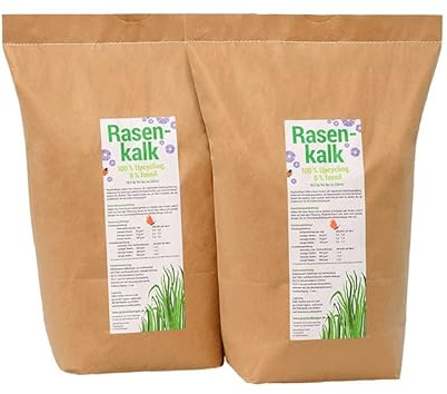 KleePura Rasenkalk 2 x 10,5 kg; für bis zu 660 m²; Upcycling-Produkt; für Vitalität & Belastbarkeit Ihres Rasens