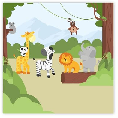 Teppich Mat.en Kinder personalisiert (150 x 150 cm, Dschungel)