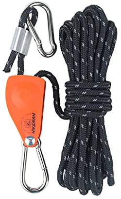 SGerste Reflektierende Abspannseile - Paracord Seil mit Seilspanner Ø 6mm 500mm Leuchtreflektorschnur Spannseil Zeltseil Zeltseil Camping (Schwarz)