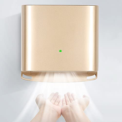 ARWIC Automatic Induction Hand Dryer, 1250W Electric Bathroom Hand Dryer with 80m/s Wind Speed, Commercia Toilet Hand Dryers, Adjustable Hot and Cold, Constant Temperature Gold