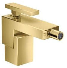 hansgrohe AXOR Edge Einhebel-Bidetmischer mit Push-Open Ablaufgarnitur, 46210990, Farbe: Polished Gold Optic