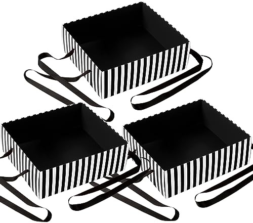 SATINIOR 3 Pcs Halloween Movie Night Snack Trays with Strap Usherette Popcorn Snack Trays for 20's Theme Party Popcorn Vendor Costume Carnival Movie Night Supplies(Black)