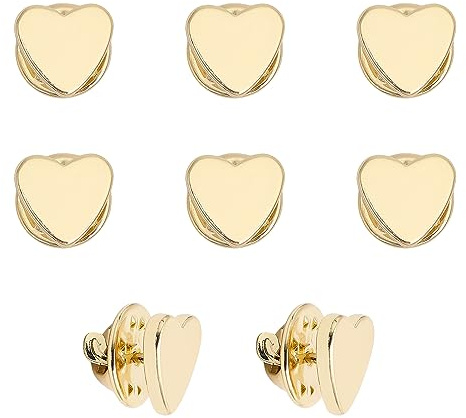CHGCRAFT 8Pcs Herz Messing Revers Pins Broschen für Rucksack Kleidung Dekorationen Party Jubiläum Zubehör Geschenke, Golden 12x11x2mm