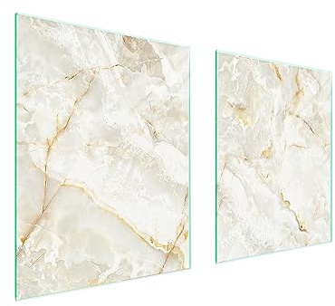 TMK ArtDeko Plaque de protection universelle pour plaque de cuisson 85 x 52 cm 2 pieces Protection contre les éclaboussures Planche a découper en verre trempé Décoration, Marbre