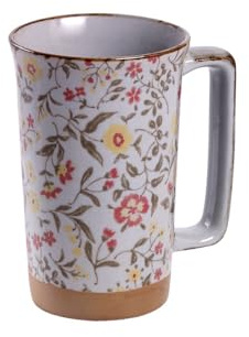 TEA SHOP - Mug Uki Jumbo Aki Artisanal Porcelain Network of Japan avec des motifs floraux géométriques