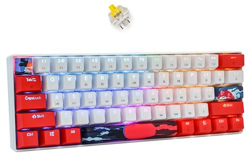 SOLIDEE 60% mechanische Gaming-Tastatur Wired/Bluetooth 5.0 Dual-Mode-Tastatur,RGB LED-Backstreuit Tastaturen,61 Tasten hot swap mit linearem Gateron Yellow Switch für Window PC-Spieler(61 Sun/Yellow)