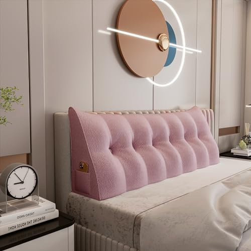Johnear Keilkissen Lesekissen für Bett und Sofa Lehnenkissen Rosa Kissen 180cm, Rückenkissen Kopfteil Bett Rückenlehne Großes Dreieckiges Lendenkissen