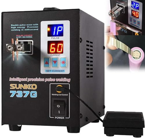 DPLXFPP Saldatrice A Punti A Batteria Saldatrice A Punti A Doppio Impulso da 4,3 Kw per Test di Ricarica della Batteria al Litio, Saldatrice A Punti A Impulsi con Display Digitale