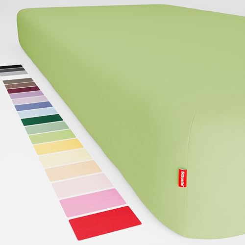 Schuette® Topper Spannbettlaken • 80x200 cm • Wow! Kollektion: Lime Time (Hellgrün) • 100% Superfluff Baumwolle, Blickdicht, Faltenfrei • mit Rundumgummi • Matratzenhöhe bis 15 cm