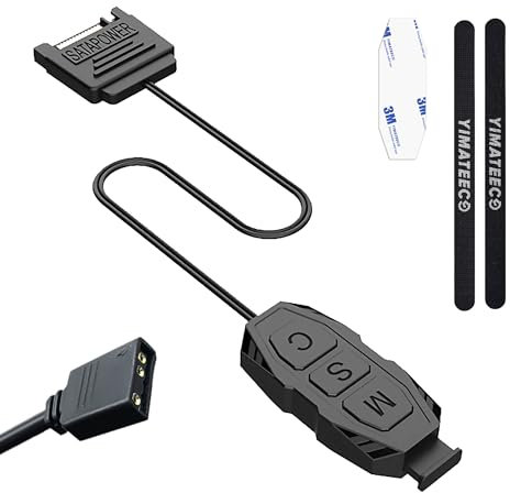 YIMATEECO ARGB Kontrolleur, ARGB Controller Manuell Adressierbarer 5V 3-polige Controller Eingebauter Lichtmodus Netzteil für Mainboards ohne 5V, DIY Lüfter, Lichtstreifen etc