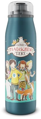 alfi KIDS ISO BOTTLE 500ml,blau - Schule der Magischen Tiere,Isoliertrinkflasche Kinder Edelstahl,dicht mit Drehverschluss,hält 12 Stunden heiß, 24 Stunden kalt, Trinkflasche für Kohlensäure, BPA-frei