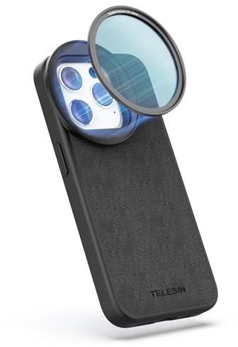 TELESIN° 58 MM Magnetic Circular Polarizers Filter& Phone Case Kit para iPhone 15 Pro, Filtro CPL + Funda Magnética Filtro CPL Super Delgado con Cristal Óptico HD para iPhone 15 Pro
