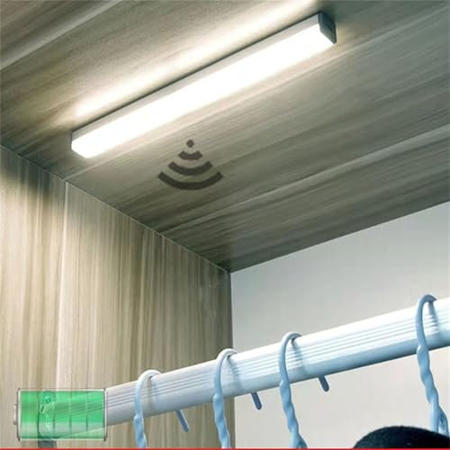 Unter Wandleuchter Küche LED mit Bewegungsmelder Innen Akku Wandlampe Schrankleuchten Lichtleiste Kleiderschrank Schlafzimmer Wohnzimmer Hintergrund Dekoration Büro Korridor (20cm,Weißes Licht)