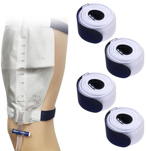 Fix Leg Bag Straps Urine Drainage Bag Strap Catheter Leg Urinary Bag Fixation Holder Support Washable and Reusable for Incontinence Urine Bag Men Women 4 Pack