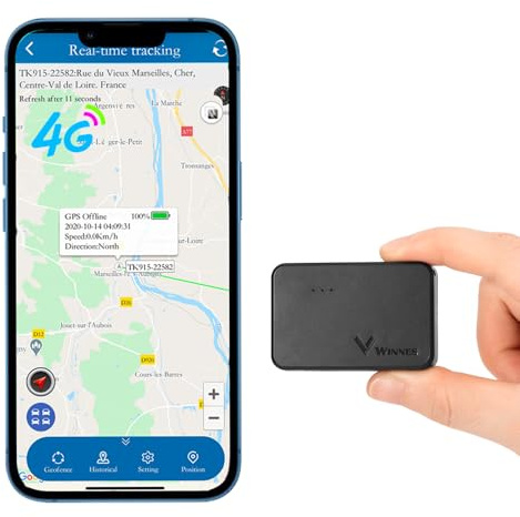 Winnes Mini GPS Tracker 4G mit SIM-Karte APP/Web-Echtzeitpositionierung GPS Tracker Kinder Unterstützt Mehrere Alarmmodi Geofencing Historische Routenanzeige Abonnement Erforderlich TK903