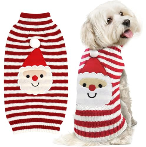Hundepullover Weihnachten Weihnachtspullover Hund Gestrickter Hunde Weihnachtspulli Weihnachts Pullover Hund Weihnachtsoutfit Weihnachtskostüm Hunds für Kleine Mittlere Große Weiß XXL