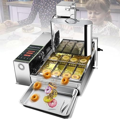 MIAOMI Commercial automatic donut making machine,donut fryer,4 rows auto doughnut maker 5.5l hopper, control panel,304 stainless steel,adjustable thickness auto flip(110v)