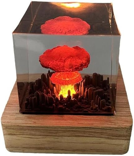 Lámpara de explosión nuclear de nube de hongo, modelo de bomba atómica, decoración de lámpara de atmósfera, luz nocturna de resina de hongo 3D, bomba de explosión nuclear, lámpara de nube de hongo,