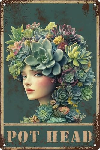 Retro Funny Pot Head Garden Fence Wall Decor Metal Tin Signs Garage Man Cave Gift Retro Bar Art Bathroom Decor 12x8 in