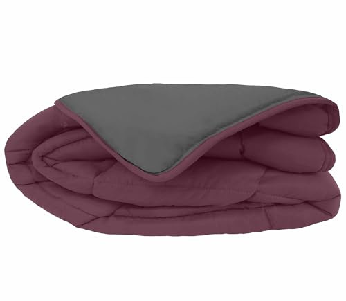Linnea Couette été 260x240 cm Cocoon Bicolore Prune/Gris garnissage Fibre Polyester 200 g/m2