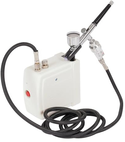 Mini Airbrush Kompressor Kit, 15PSI Portable Dual Action Air Brush Set mit Intelligente Auto-Off-Funktion, Luftpinsel Pistole Set für Make-up Handwerk Kuchen Tattoo Modell