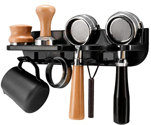 Support mural pour tamis à café - Support pour tamper, organisateur de station à café - Étagère à outils à expresso Baristas - Étagère de rangement pour accessoires expresso