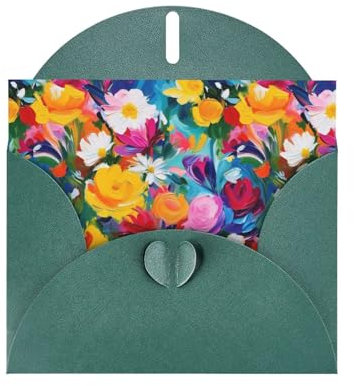 kastiong Impasto - Biglietto di auguri con stampa floreale, biglietto di anniversario, biglietto di compleanno, biglietto di ringraziamento, biglietti vuoti per familiari e amici, 2 pezzi