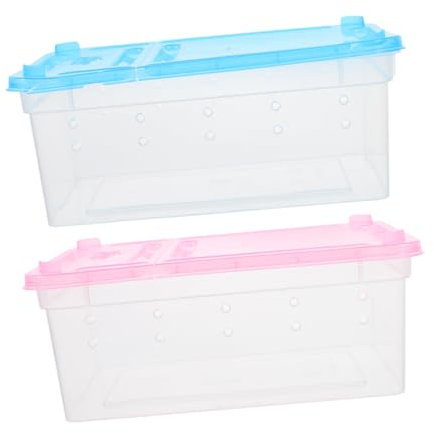 YARNOW 2stücke Transparente Reptilien-futterbox Mit Belüftung Futterbehälter Für Gecko Und Schlangen Multifunktionaler Haustierkäfig Für Haushalt Für Fütterung Und Transport