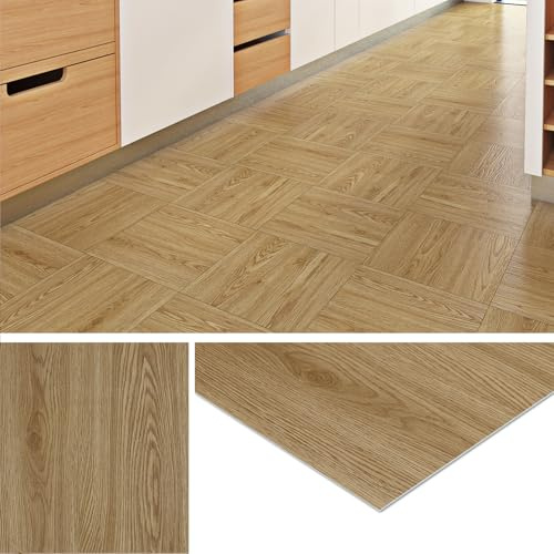Livelynine Vinylboden Selbstklebend Holzoptik PVC Bodenbelag Selbstklebend 30x30 16 Stück Bodenfliesen Selbstklebende Badezimmer Küche Wohnzimmer Holzoptik Natur Linoleum Klebefliesen Boden Holz Hell