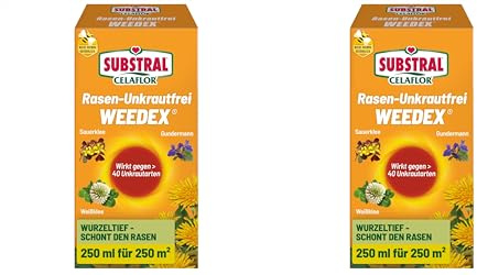 Celaflor Rasen-Unkrautfrei Weedex, Unkrautvernichter gegen schwer bekämpfbare Unkräutern im Rasen, 250ml Konzentrat (Packung mit 2)