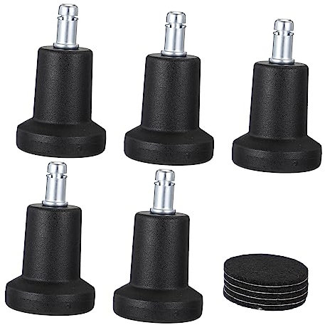 Roulettes de Chaise de Bureau 5 Pièces, Plastique Métal, Noir