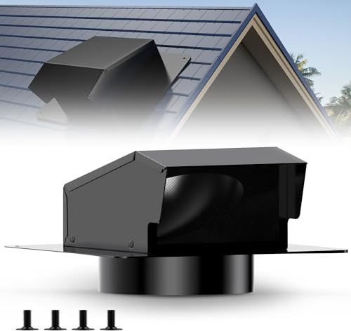 8 Inch Rooftop Exhaust Vent Cap - Heavy Duty Steel Roof Vent Cap with Damper, Roof Dryer Vent for Bathroom, Kitchen, Attic, Removable Roof Vents Featuring High Airflow Ventilation System