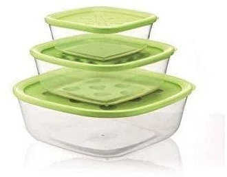 Guzzini Set 3 Baratoli 570 Cc / 1.400 Cc / 2.950 Cc Coperchio Verde Avocado