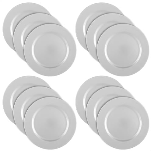 com-four® 12x glänzende Platzteller, wiederverwendbare Unterteller | edle Dekoteller für Hochzeit - Familienfeier - Weihnachten - Ø 33 cm Servierplatten