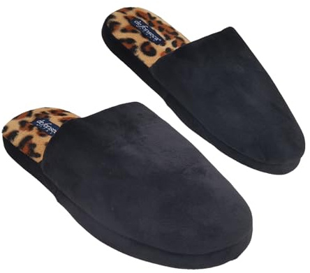 de fonseca Ciabatte Donna Invernali da Casa, Pantofole Calde e Pelose, Pantofola Animalier Leopardata (Nero, Sistema Taglie Calzature EU, Adulto, Donna, Numero (range), Media, 38, 39)