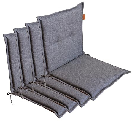 LILENO HOME Gartenstuhl Auflagen [4er Set - Niedriglehner] in Grau | bequeme Liegen als Sitzauflagen für Gartenmöbel - Stuhlkissen für Gartenstühle und Klappstühle BAR